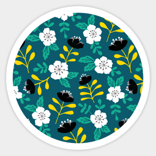 Bold sakura flower pattern in teal green Sticker